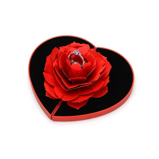 Heart-shaped Rose Rotating Ring Box Shopylife