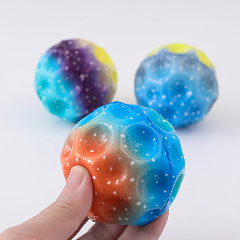 Colorful Hole Ball Soft Bouncy Ball Anti-fall Moon Shape Porous Bouncy Ball Kids Indoor Toys Ergonomic Design Elastic Ball Shopylife