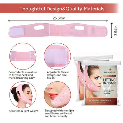 Reusable V Line lifting Mask Facial Slimming Strap - Double Chin Reducer - Chin Up Mask Face Lifting Belt - V Shaped Slimming Fa