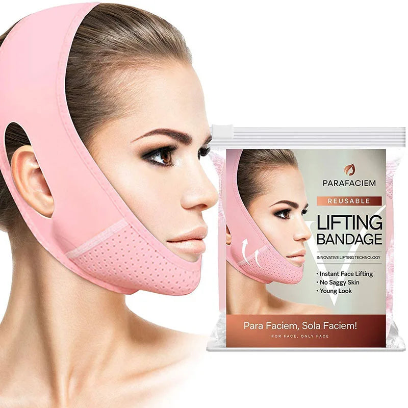 Reusable V Line lifting Mask Facial Slimming Strap - Double Chin Reducer - Chin Up Mask Face Lifting Belt - V Shaped Slimming Fa