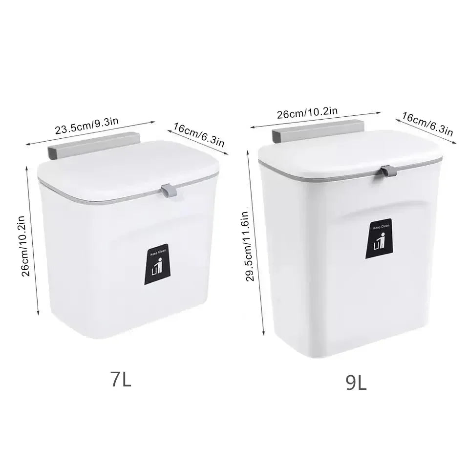 7/10L Kitchen Cabinet Door Hanging Garbage Can Wall Mounted Recycling Basket with Lid Kitchen Accessories Shopylife