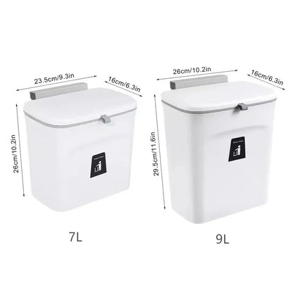 7/10L Kitchen Cabinet Door Hanging Garbage Can Wall Mounted Recycling Basket with Lid Kitchen Accessories Shopylife