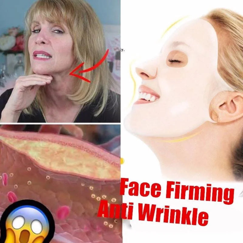 Silicone Face Mask Reusable Moisturizing Lifting Firming Anti Wrinkle V Shape Face Firming Gel Sheet Mask Ear Fixed Skin Care