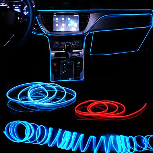 1M/3M/5M Car Interior Led Decorative Lamp EL Wiring Neon Strip For Auto DIY Flexible Ambient Light USB Party Atmosphere Diode Shopylife