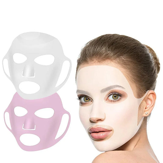 Silikon-Gesichtsmaske, wiederverwendbar, feuchtigkeitsspendend, straffend, Anti-Falten, V-förmige Gesichtsstraffungs-Gel-Blattmaske, ohrenfixierte Hautpflege