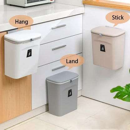 7L, 9L wall mounted with lid, kitchen and bathroom storage bin, garbage bin Shopylife