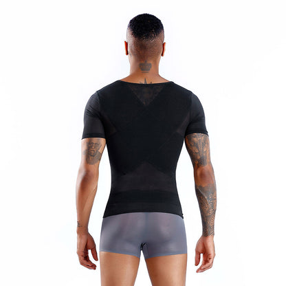 Summer Men's Corset Shapewear For Abdomen, Tight-fitting, Fitness Corset, Invisible Short-sleeved Shapewear