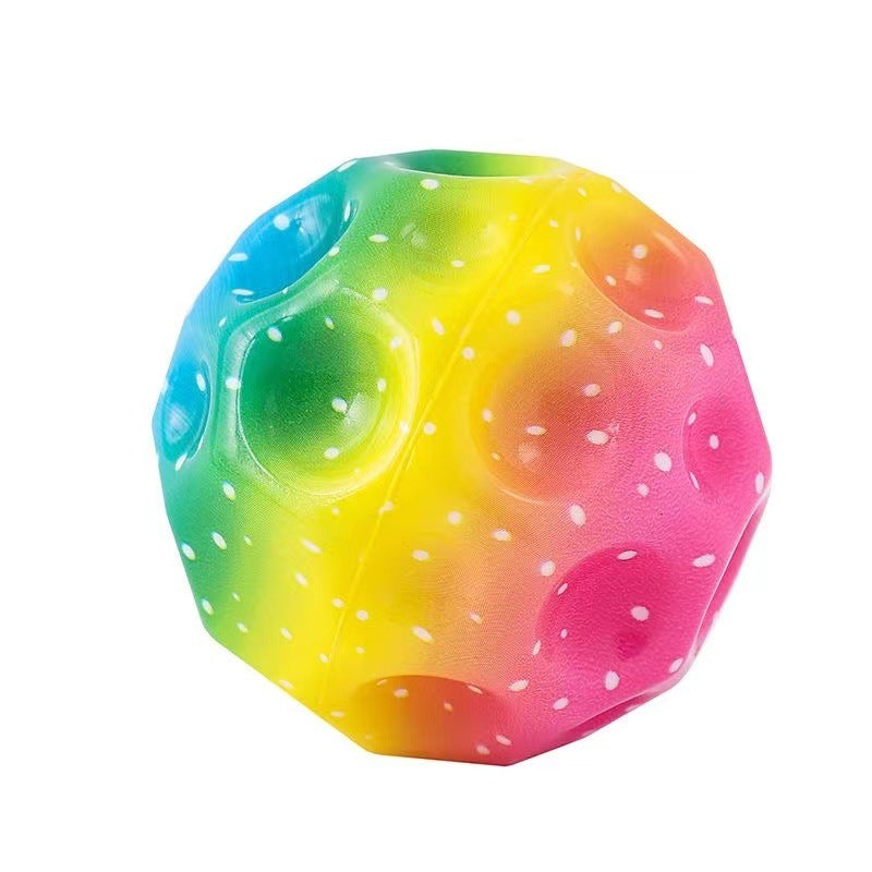 Colorful Hole Ball Soft Bouncy Ball Anti-fall Moon Shape Porous Bouncy Ball Kids Indoor Toys Ergonomic Design Elastic Ball Shopylife