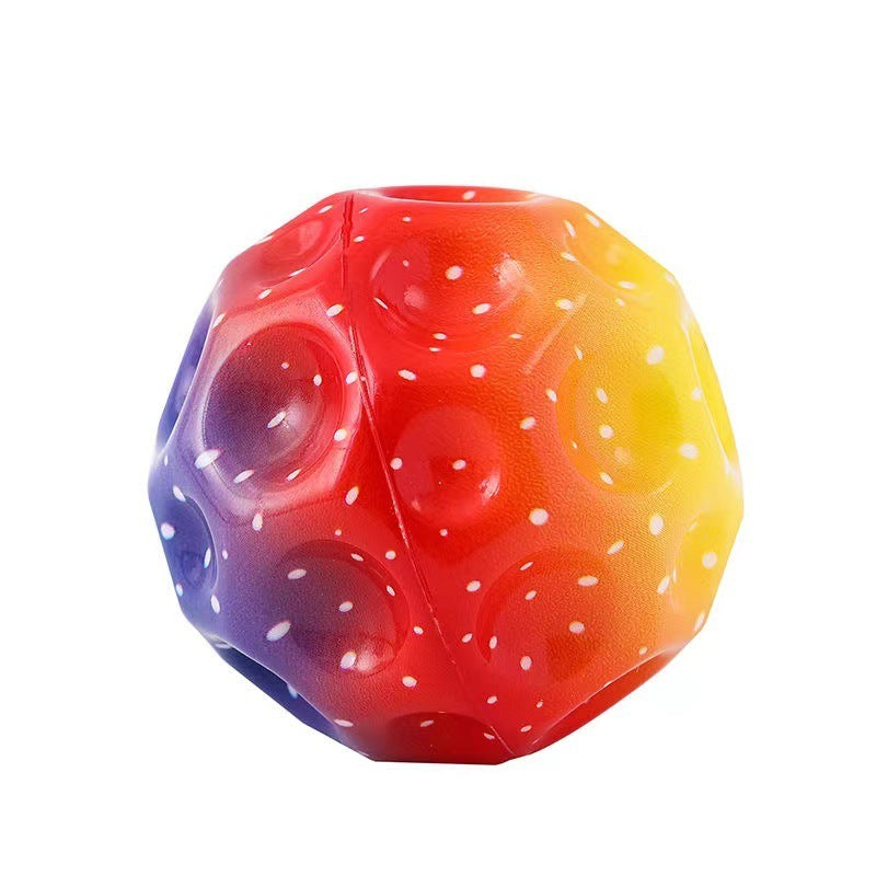 Colorful Hole Ball Soft Bouncy Ball Anti-fall Moon Shape Porous Bouncy Ball Kids Indoor Toys Ergonomic Design Elastic Ball Shopylife